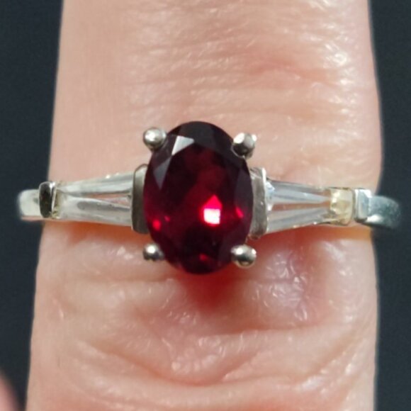 Chuck Clemency Diamond Cut Topaz and Garnet Ring size 6 S Silver 925 + 14K gold - Picture 8 of 9